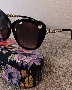 Brighton Black Glasses with Dazzling Crystal Details